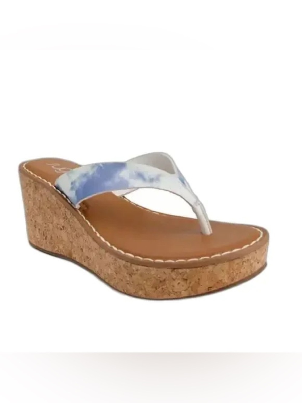 Sugar Sandals Women's Size 8 Blue Tie-Dye Cork Wedge Open-Toe NIB